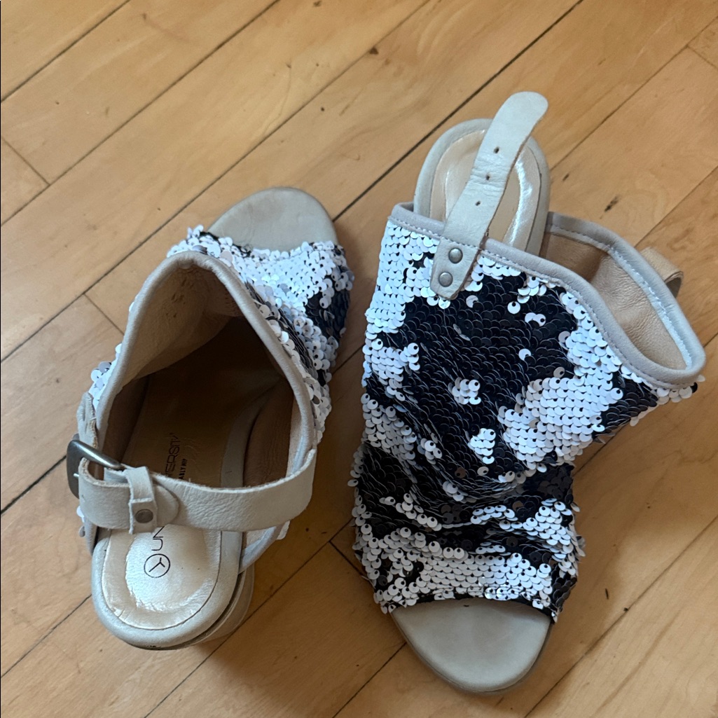 Sequin Open-Toe Sandals